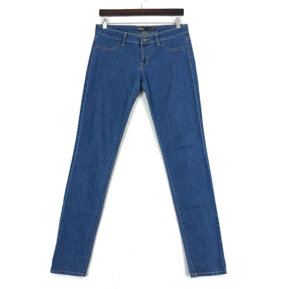 Prana Women's Size 8 Breathe Blue Zip Fly Medium Wash Blue Denim Skinny Jeans
